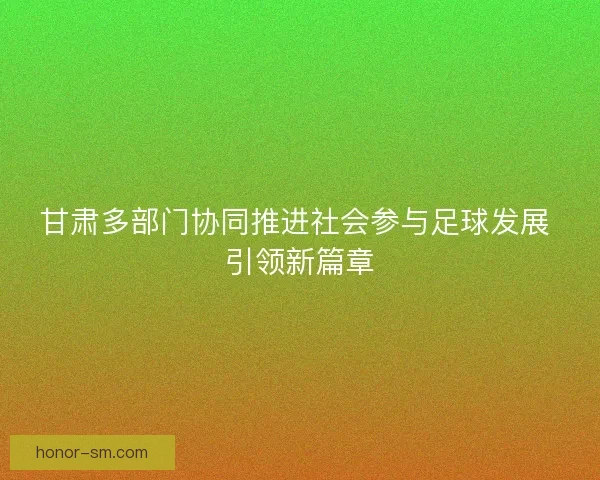 甘肃多部门协同推进社会参与足球发展 引领新篇章