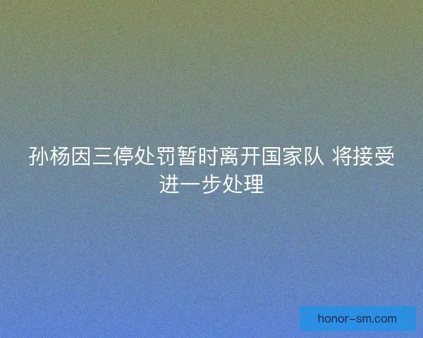 孙杨因三停处罚暂时离开国家队 将接受进一步处理