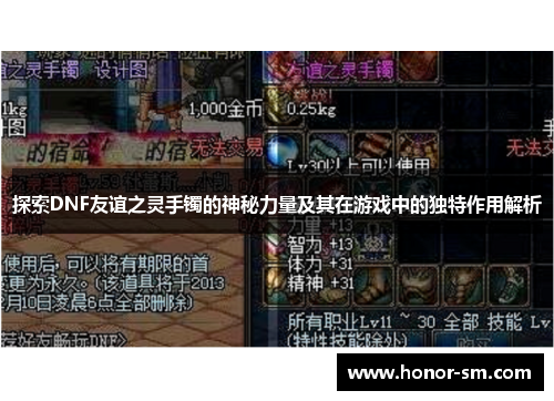 探索DNF友谊之灵手镯的神秘力量及其在游戏中的独特作用解析